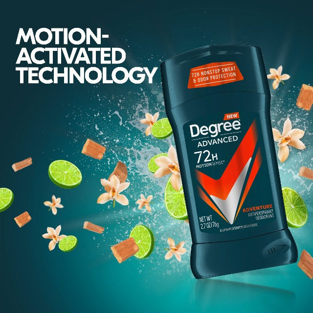 Degree Men Antiperspirant Deodorant Adventure Freshness and Odor Protection Deodorant for Men 2.7 Oz, (Pack of 4) Woodsy, Stick