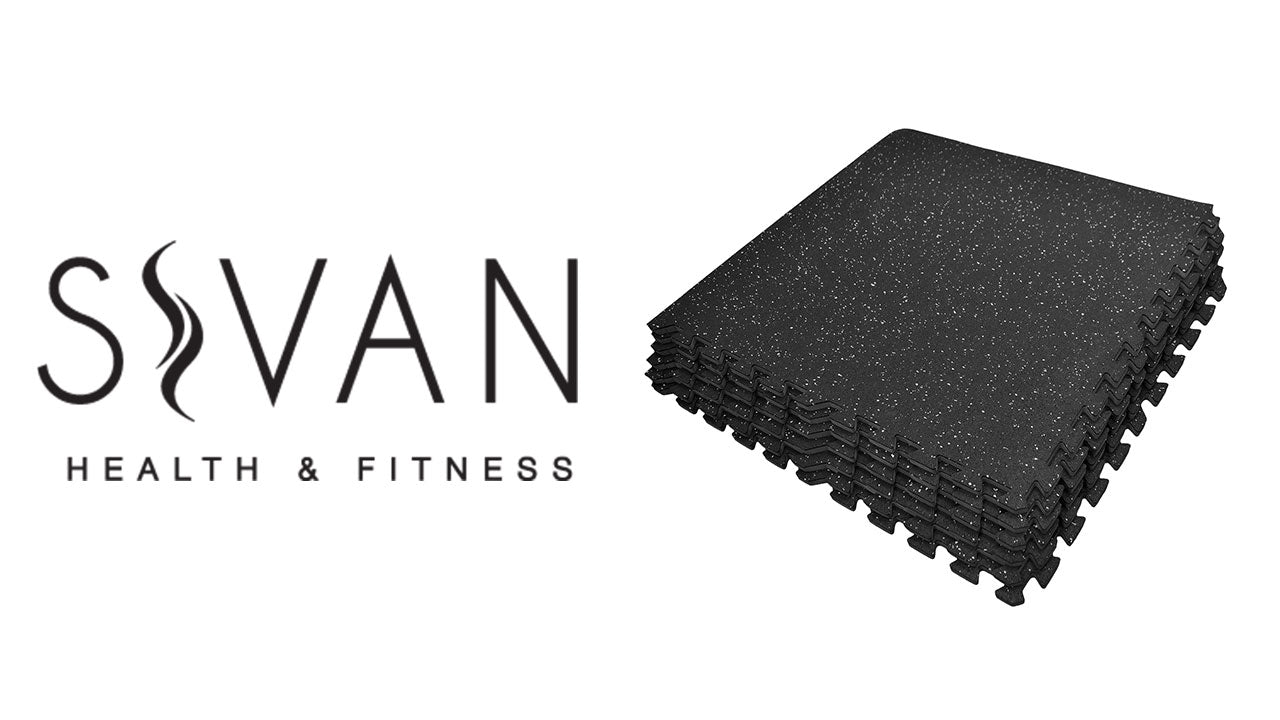Sivan Fitness 1/2" Thick Rubber Top High-Density EVA Foam Gym Flooring for Home Gym - 48 Sq Ft Exercise Mat Tiles for Workout, Yoga, MMA, Heavy Exercise Equipment Mat - 12 Interlocking Gym Floor Mat