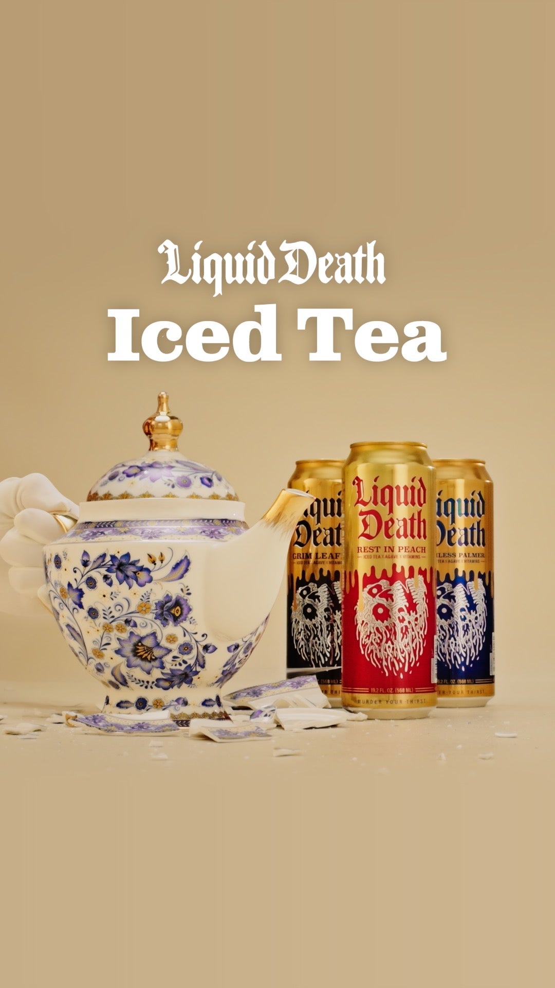 Liquid Death, Dead Billionaire Iced Tea, Half Lemonade Half Black Tea Sweetened With Real Agave, B12 & B6 Vitamins, Low Calorie & Low Sugar, 8-Pack (King Size 19.2oz Cans)