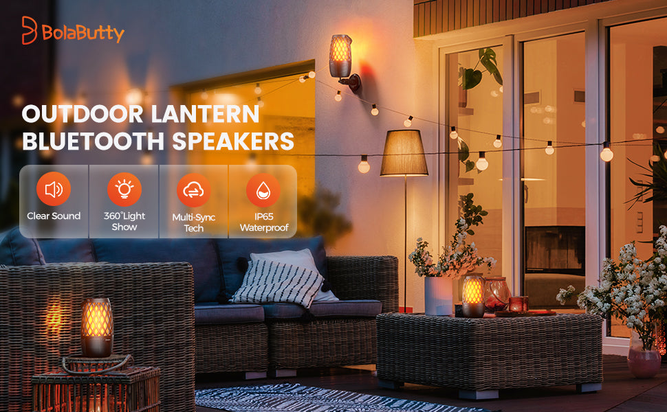 Upgraded Outdoor Speakers Gift for Men Bluetooth Speaker with lights Multi-Sync up to 100 Speakers Auto-Pairing HD Stereo Sound Cool Tech Gadgets for Him IPX5 Waterproof for Outside|Patio|Porch