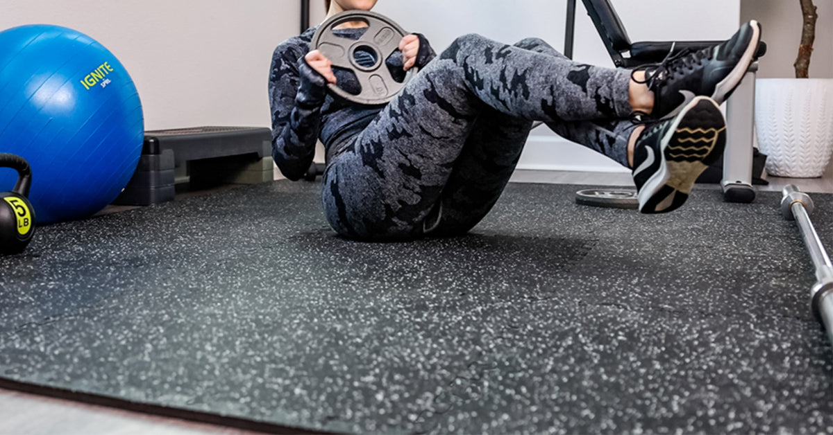 SUPERJARE 0.56“ Thick Exercise Equipment Mats, EVA Foam Mats with Rubber Top, Interlocking Rubber Floor Tiles for Home Gym and Fitness Room, Protective Flooring Mat