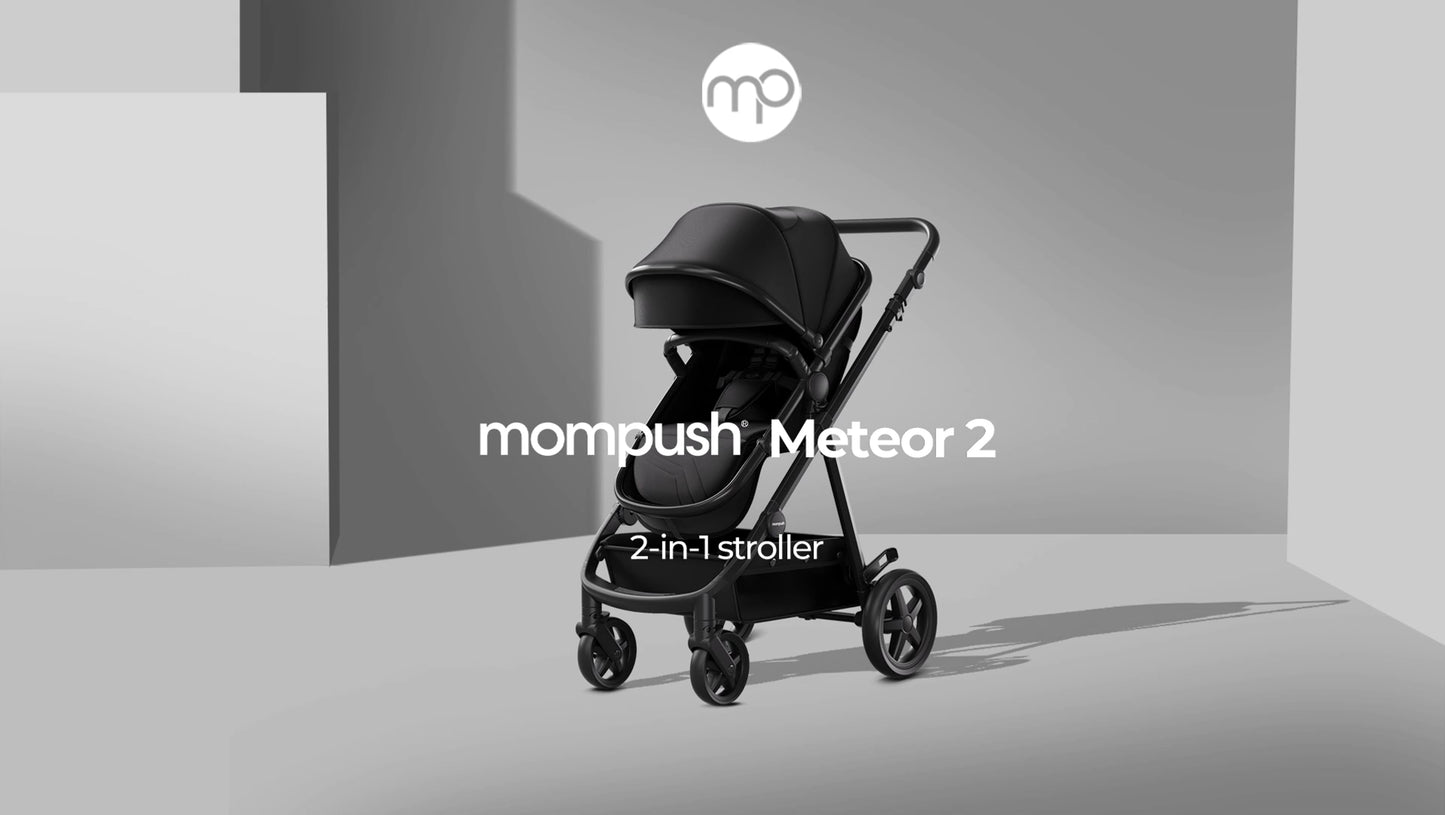 Mompush Meteor 2 Baby Stroller 2-in-1 with Bassinet Mode, Compatible with Infant Car Seat, Adapter Included - Stable Bassinet Stroller Combo, Full-Size Baby Strollers for Family Outings