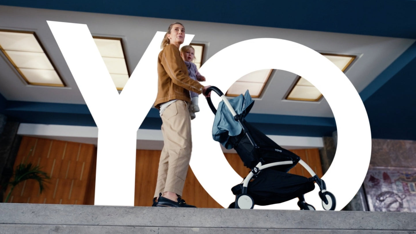 BABYZEN YOYO2 Stroller - Lightweight & Compact - Includes Black Frame, Air France Blue Seat Cushion + Matching Canopy - Suitable for Children Up to 48.5 Lbs