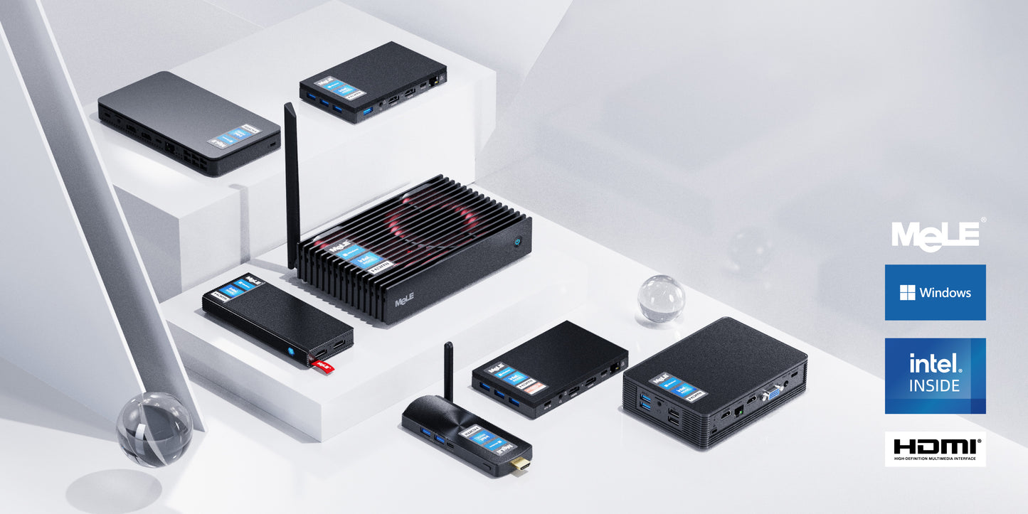 MeLE Quieter3C Fanless Mini PC. Windows 11 Pro Celeron N5105 16GB 512GB, Micro Computer Full Function Type C PD3.0, Small Form Factor Desktop WiFi6 Ethernet PXE Unlock BIOS Industrial Office Media