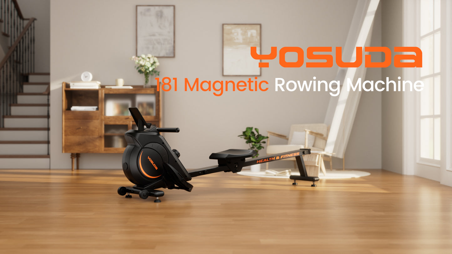 YOSUDA Magnetic/Water Rowing Machine 350 LB Weight Capacity - Foldable Rower for Home Use with Bluetooth, App Supported, Tablet Holder and Comfortable Seat Cushion