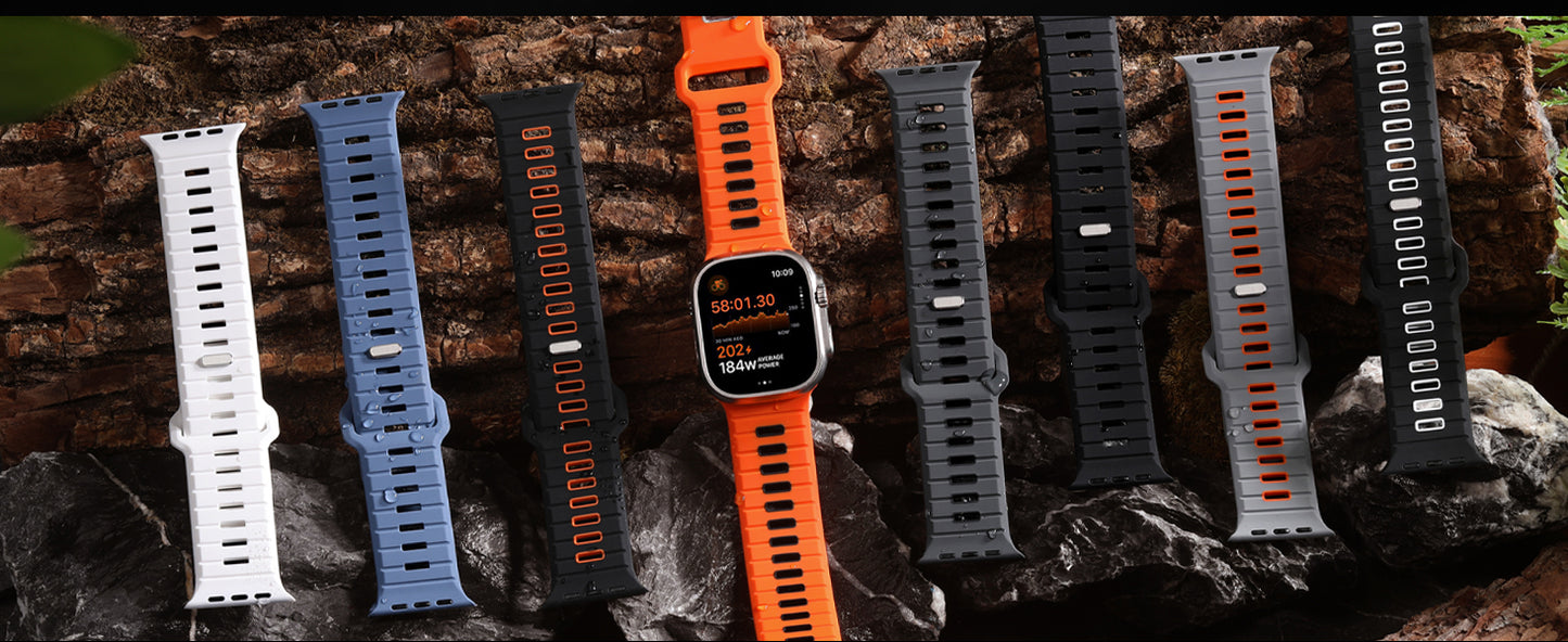 Sport Bands Compatible with Apple Watch Ultra 2/Ultra Band,Compatible with Apple Watch Bands for Men 49mm 45mm 44mm 42mm,Silicone Loop Replacement Strap for iWatch Series 9 8 7 6 5 4 SE 3 2 1