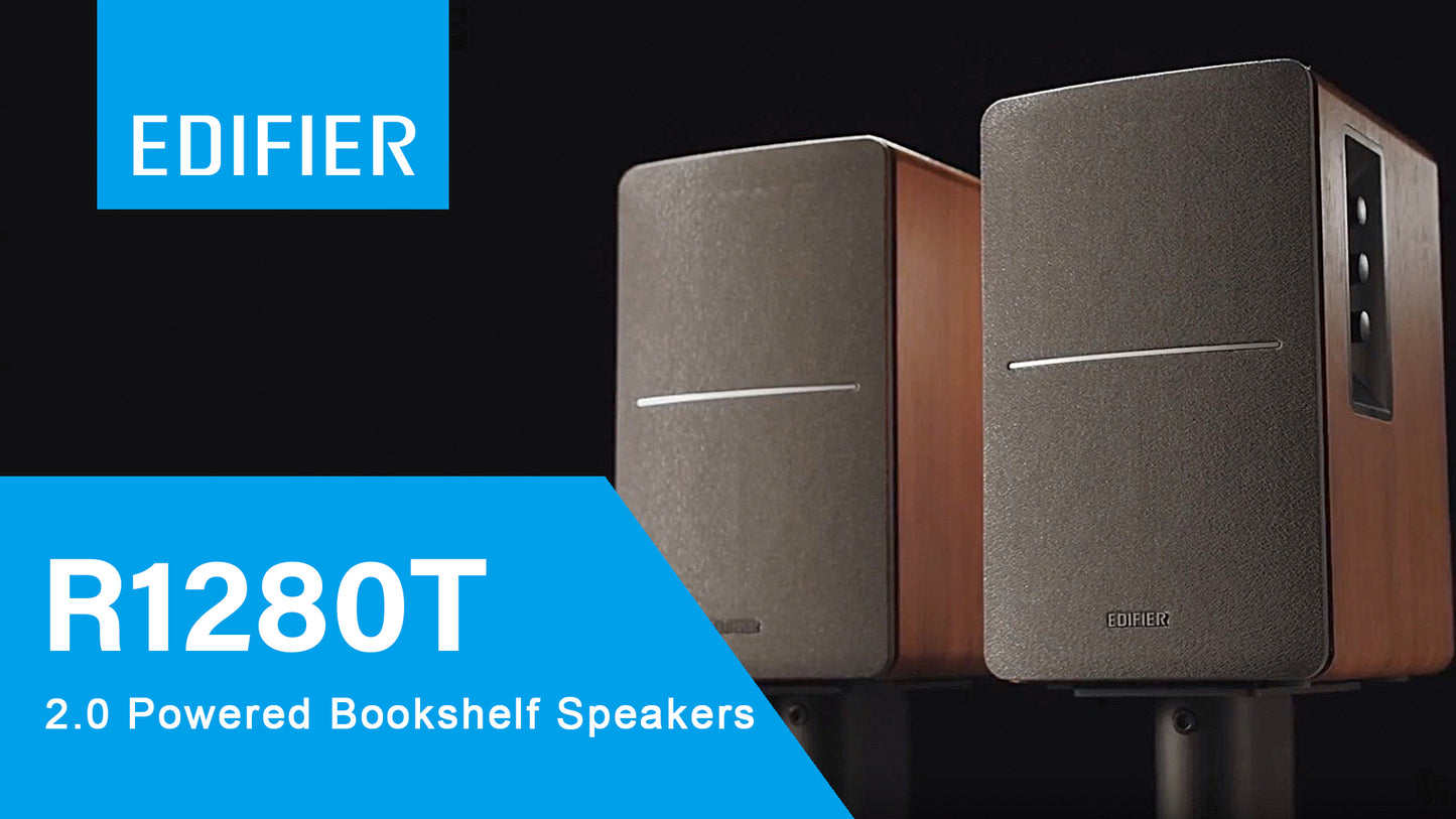 Edifier R1280T Powered Bookshelf Speakers - 2.0 Active Near Field Monitors - Studio Monitor Speaker - Wooden Enclosure - 42 Watts RMS
