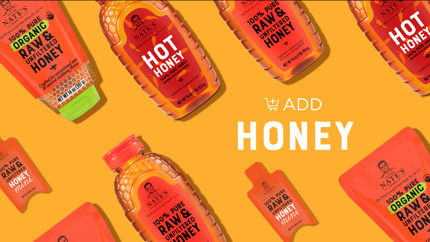Nate's 100% Pure, Raw & Unfiltered Honey - Award-Winning Taste, 32oz. Squeeze Bottle