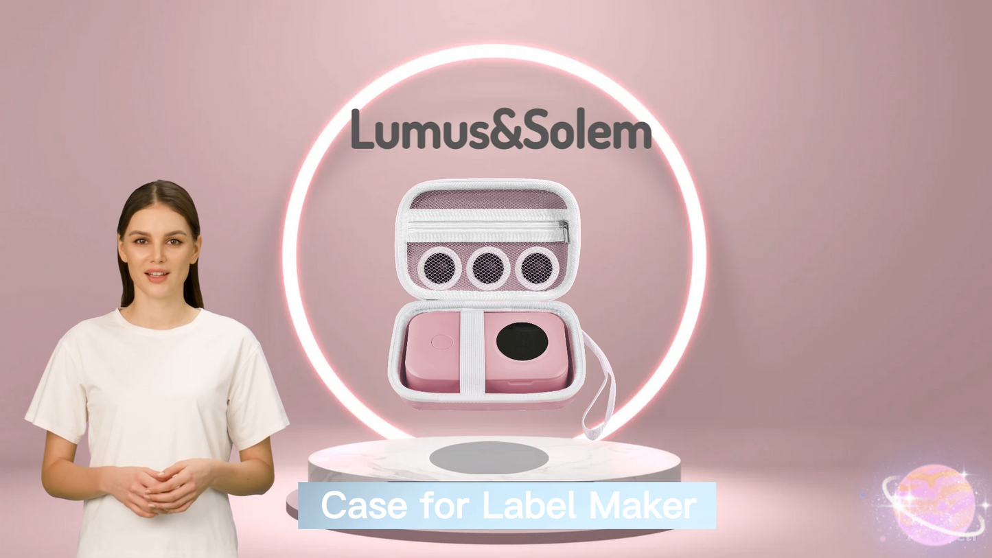 Lumus&Solem Label Maker Case Fit for Phomemo D30 D35 Label Maker, for NIIMBOT D11 D110, for JADENS D110, Label Printer Case Easily Storage and Carry, Easily Store Printer, Tape, USB Line (Black&Gray)
