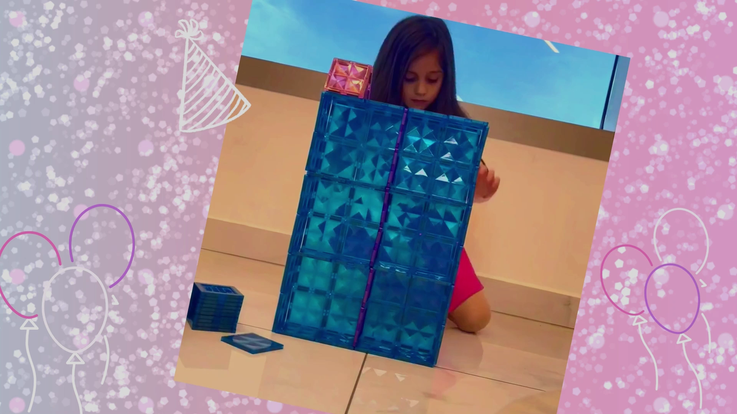 102pcs Frozen Princess Castle Magnetic Tiles Building Blocks - 3D Diamond Blocks, STEM Educational Toddler Toys for Pretend Play, 4 Year Old Girl Birthday Gifts Kids Ages 3 5 6 7 8