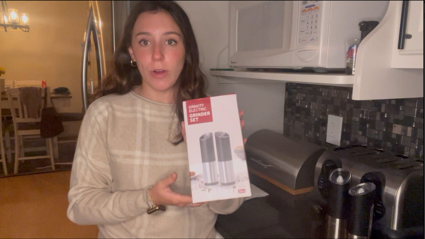 Sangcon Electric Salt & Pepper Grinder Set, Battery Powered with LED Light, Adjustable Coarseness, Safety Switch, Stainless Steel, 2 Pack