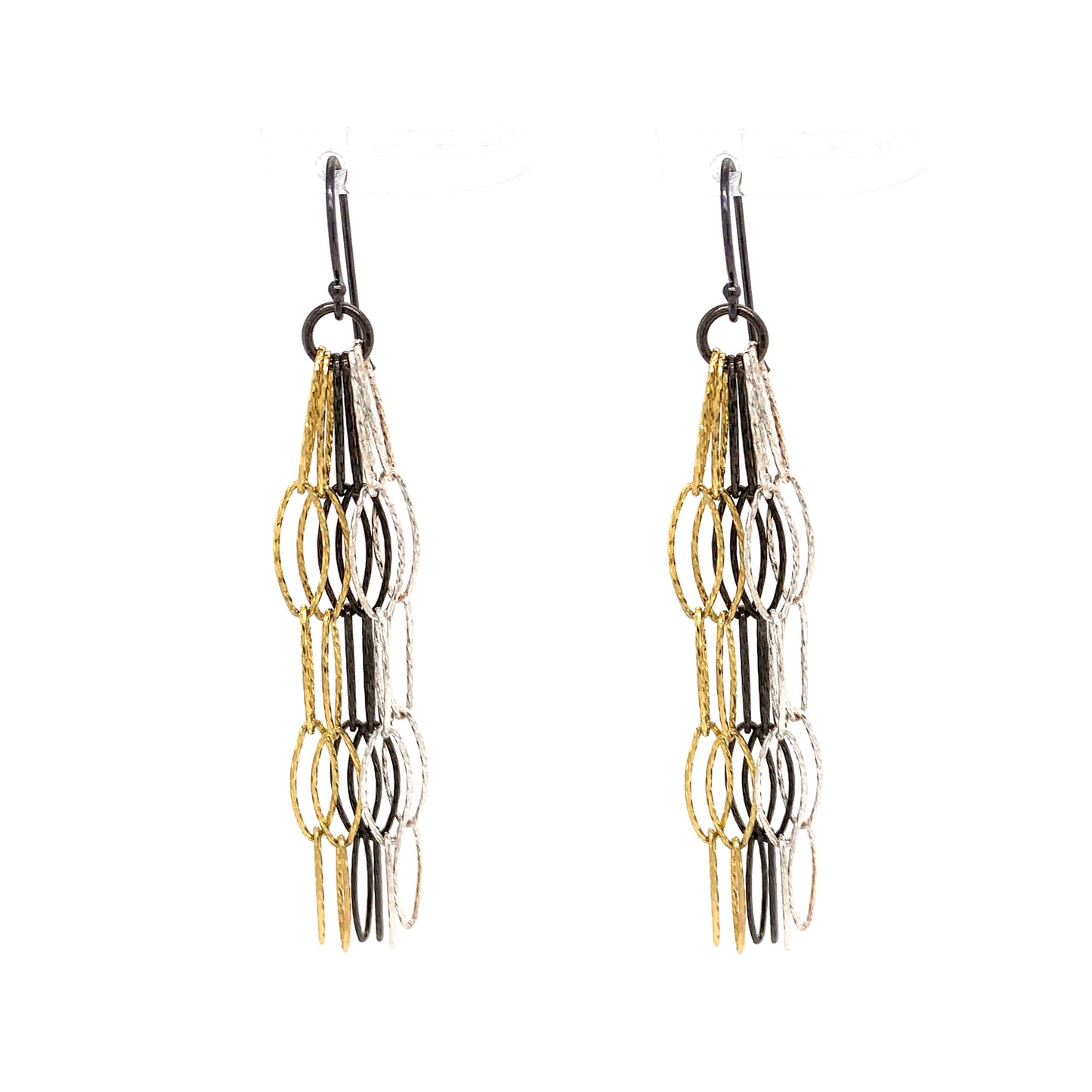 Trio Fringe Dreamcatcher Earrings (Gold, Black Oxidized Silver & Silver)
