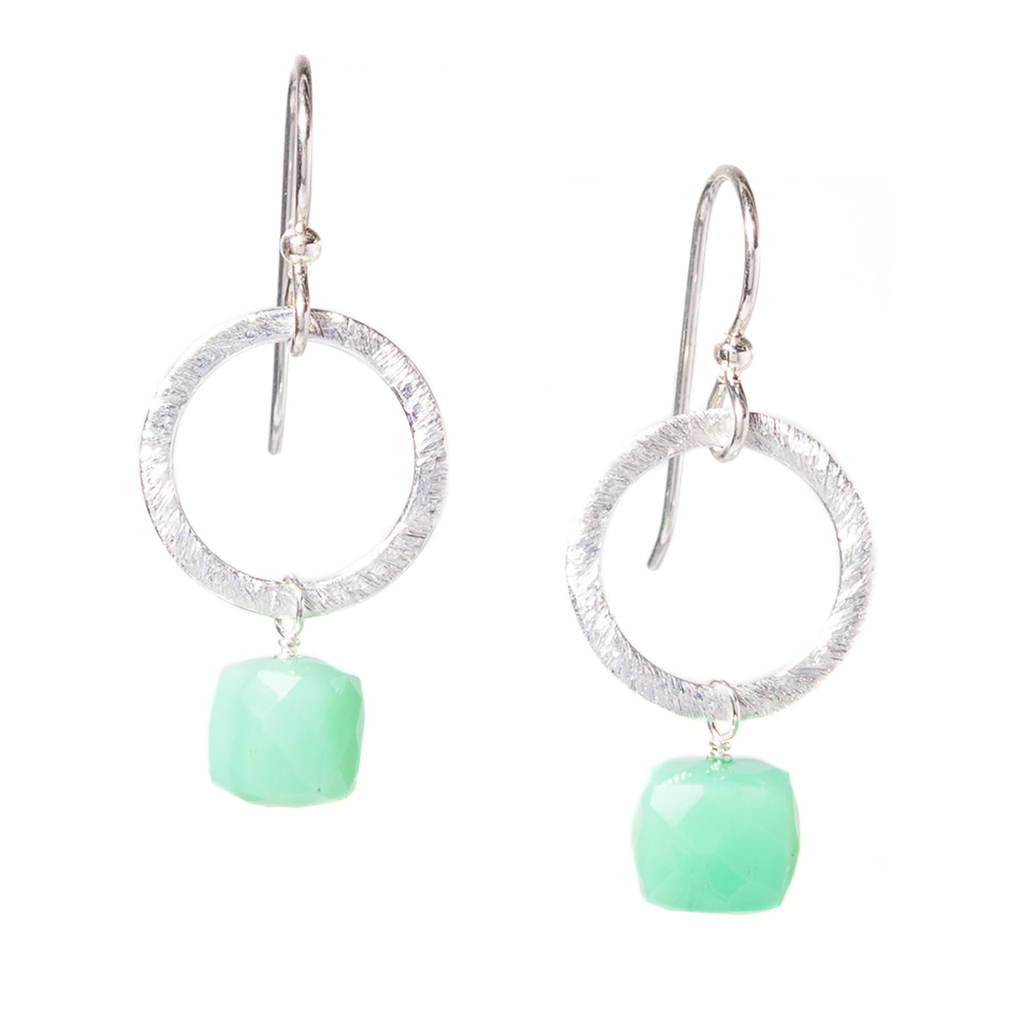 Silver Circle Gemstone Earrings