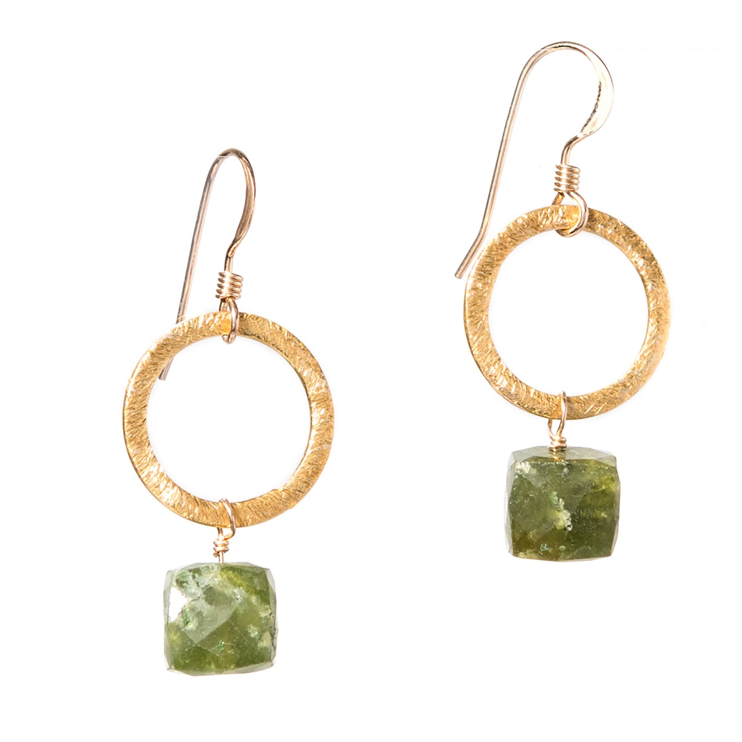 Gold Circle Gemstone Earrings