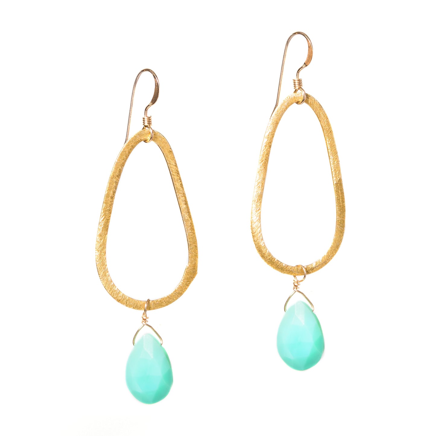Gold Teardrop Gemstone Earrings