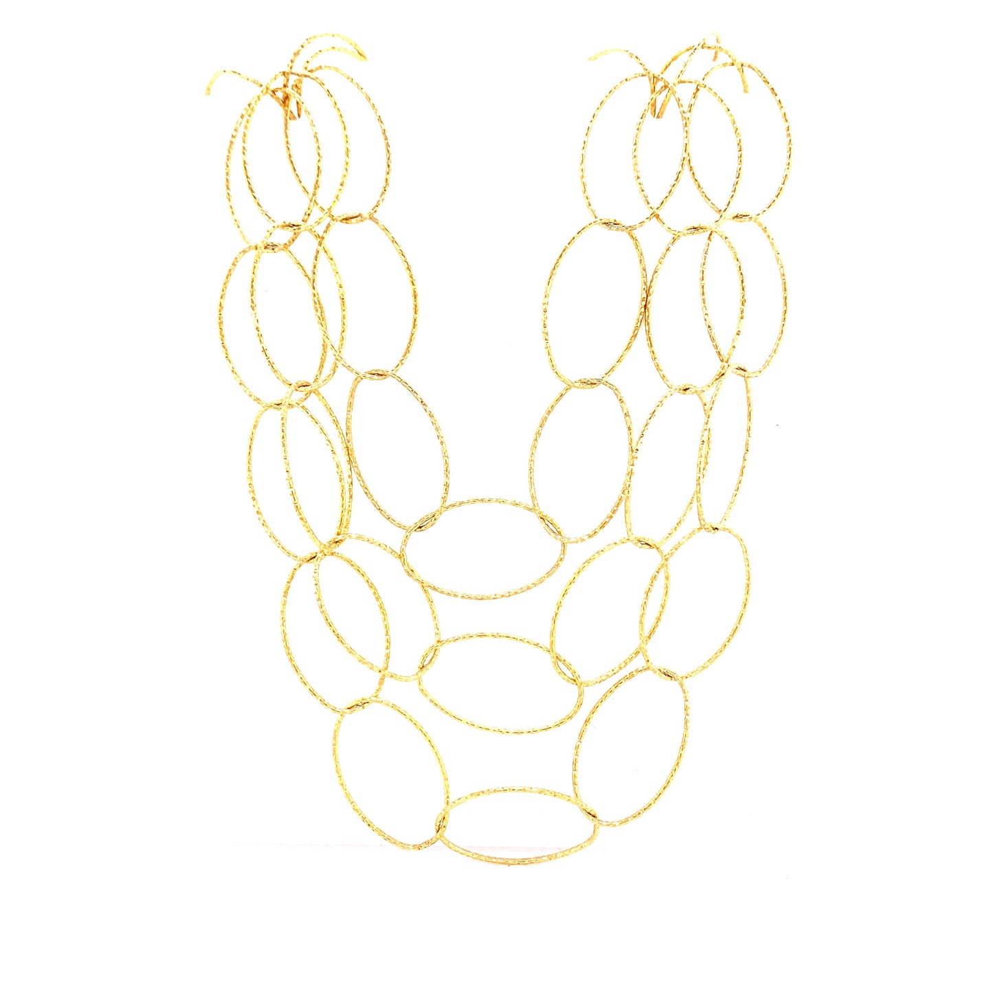 3 Tier Diamond Cut Gold Necklace