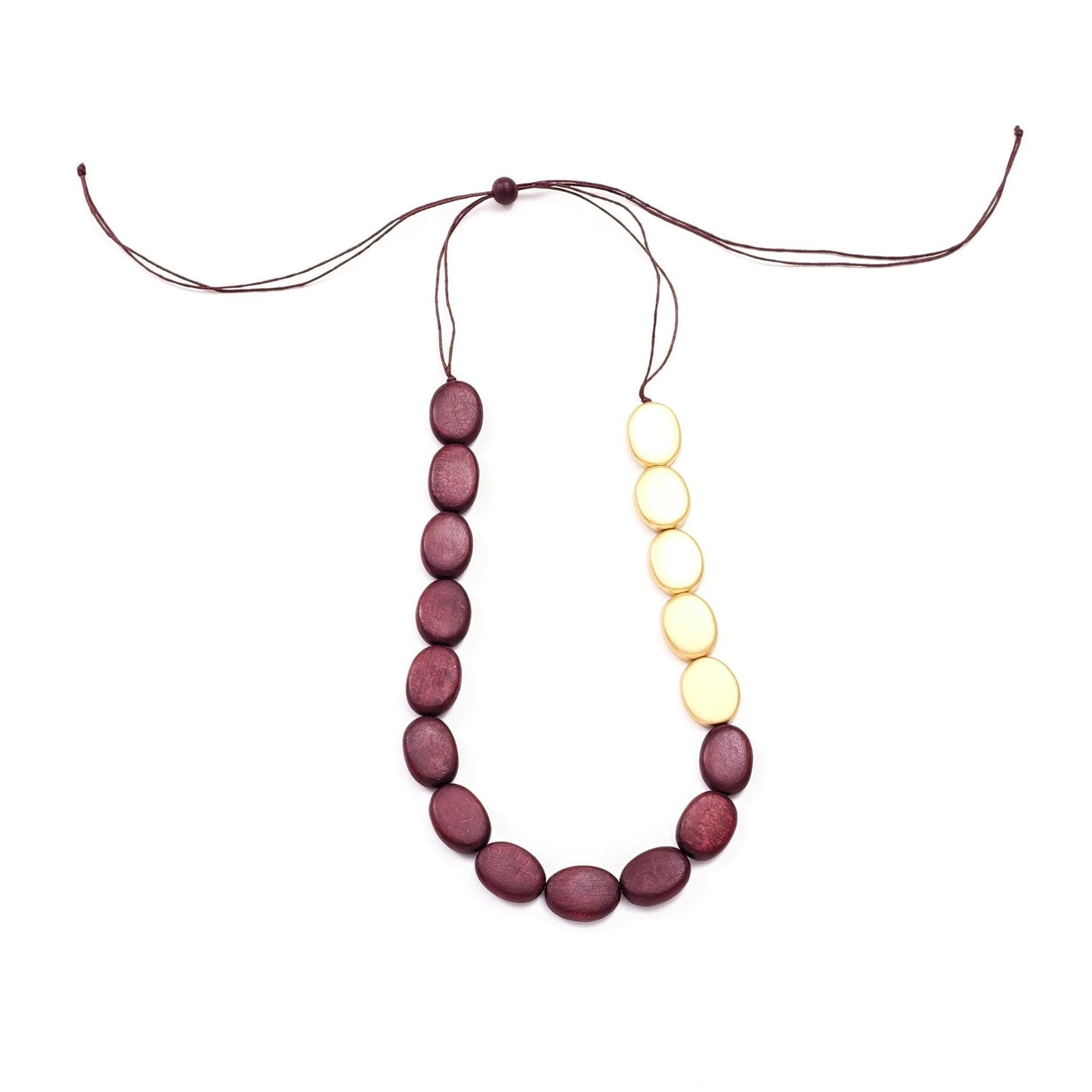 Burgundy and Gold Necklace - Guija Wooden Necklaces | LIKHÂ