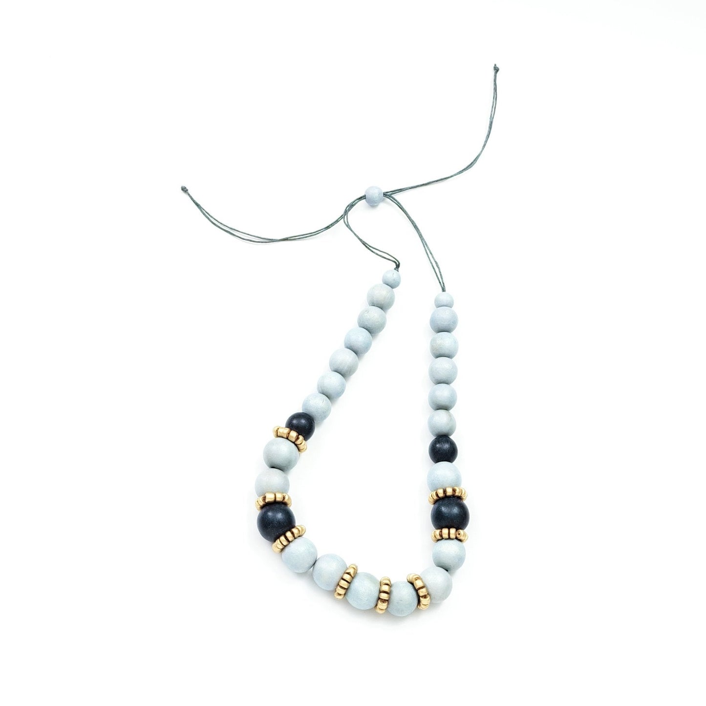 Handmade Grey Bead Necklace Pompa | LIKHÂ