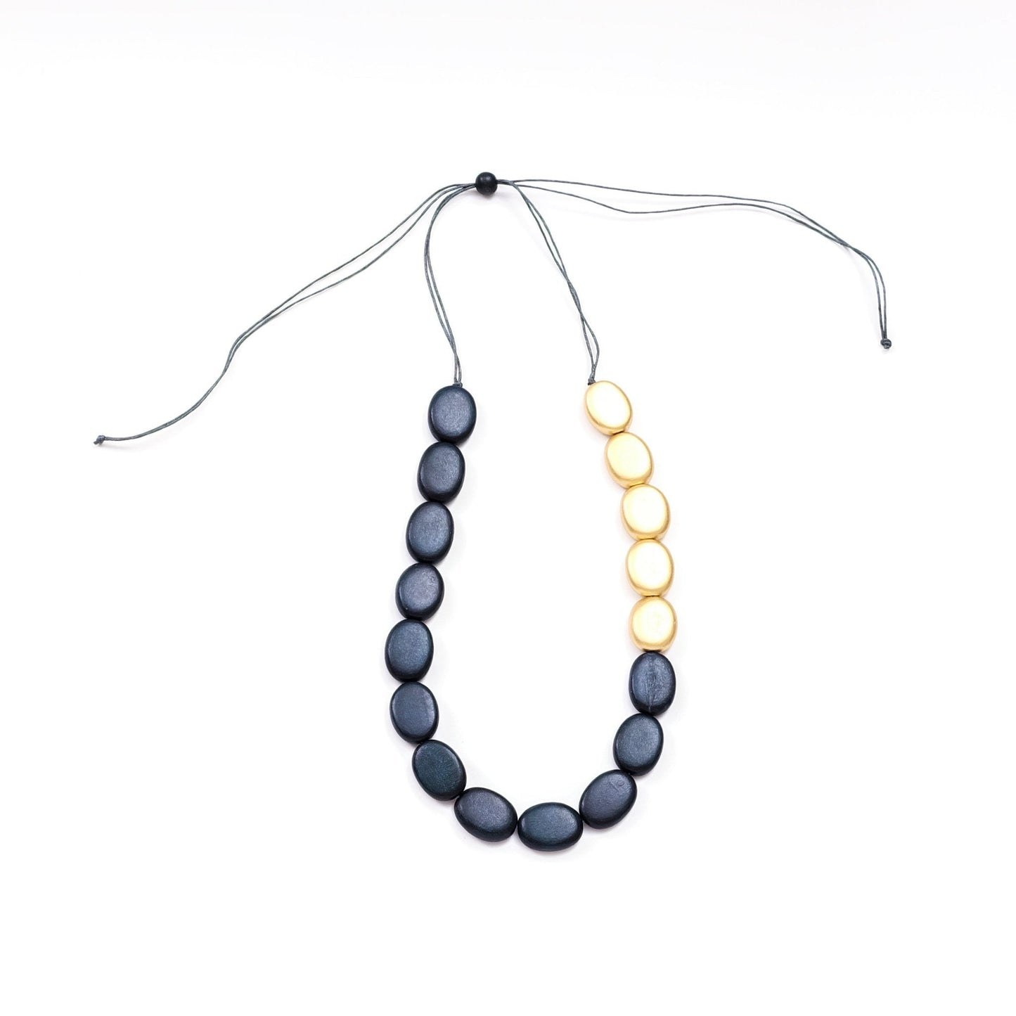 Gold and Charcoal Wooden Bead Necklace Guija | LIKHÂ