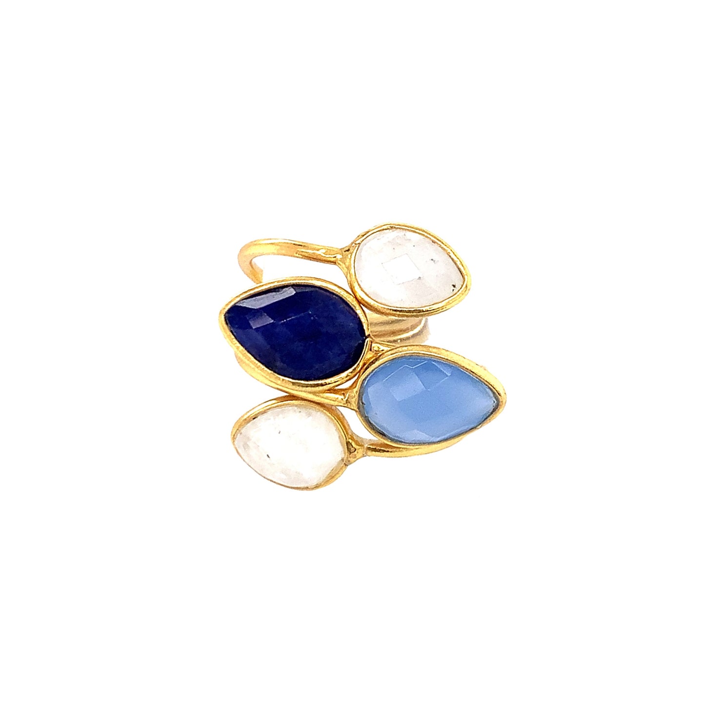 Moonstone & Gemstone Double Gemstone Gold Ring