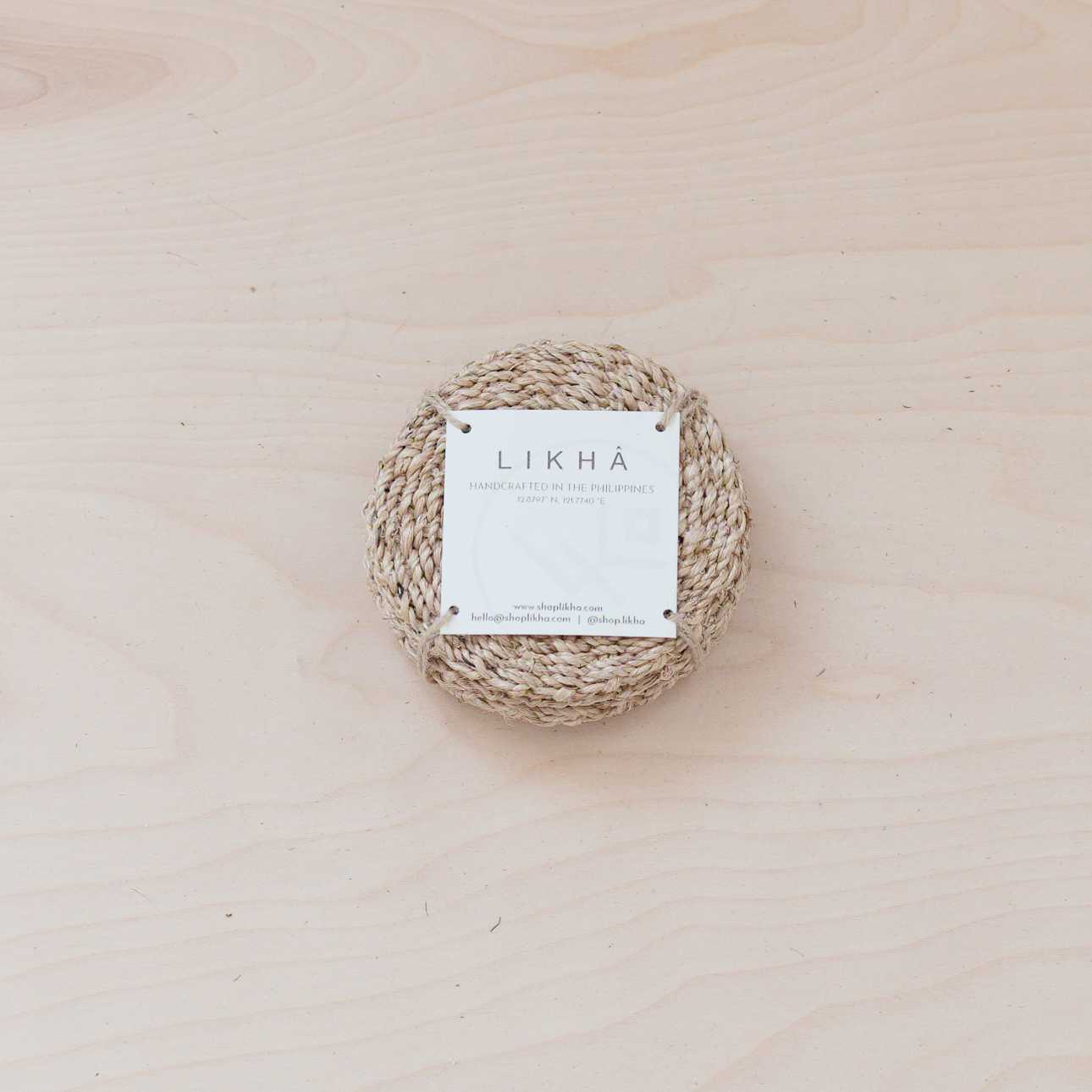 Natural Round Abaca Coasters, set of 4 - Woven Fiber | LIKHÂ