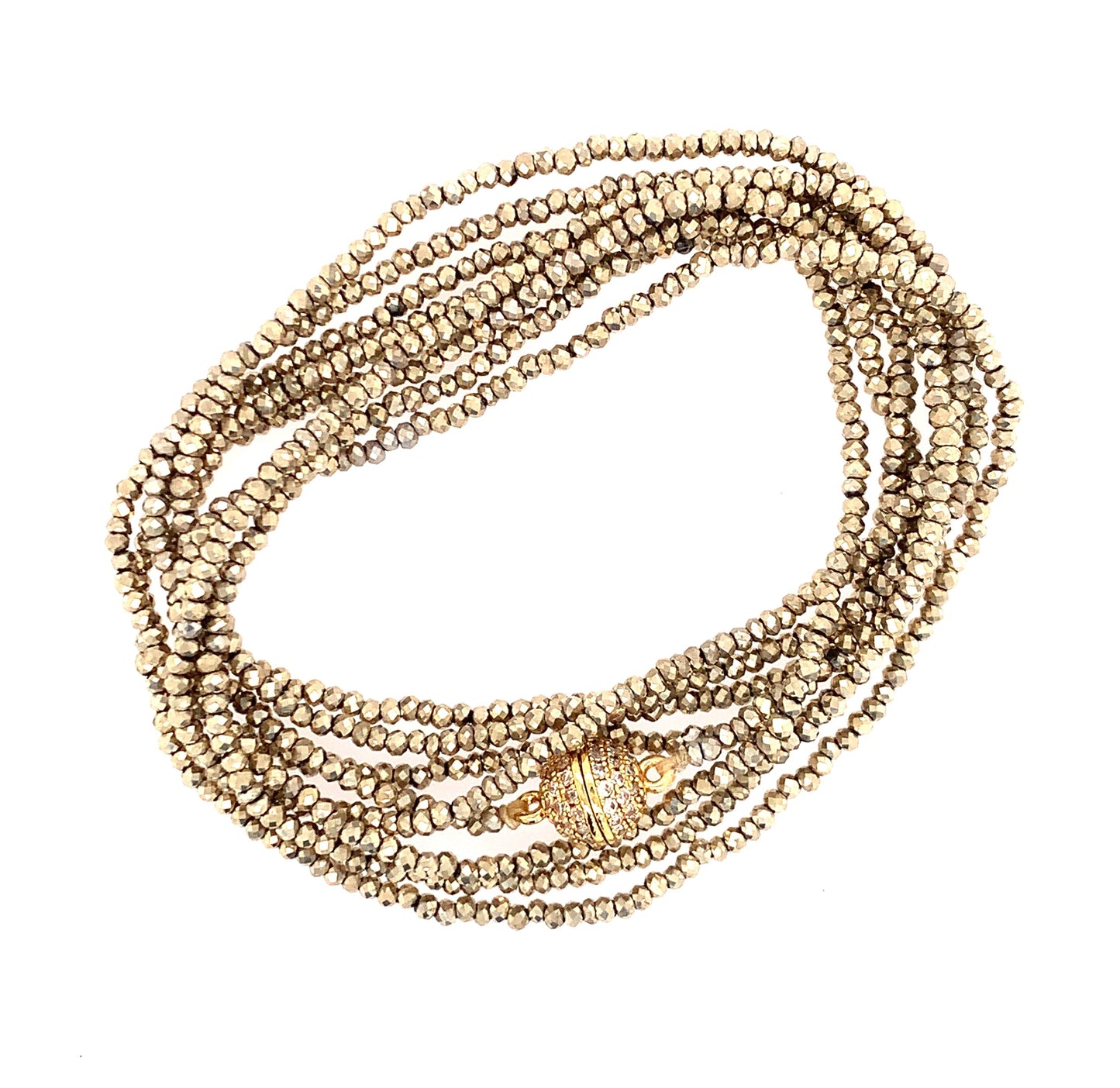 Diamond Gold Pyrite Wear 52" Long Necklace or Wrap Bracelet, Gold