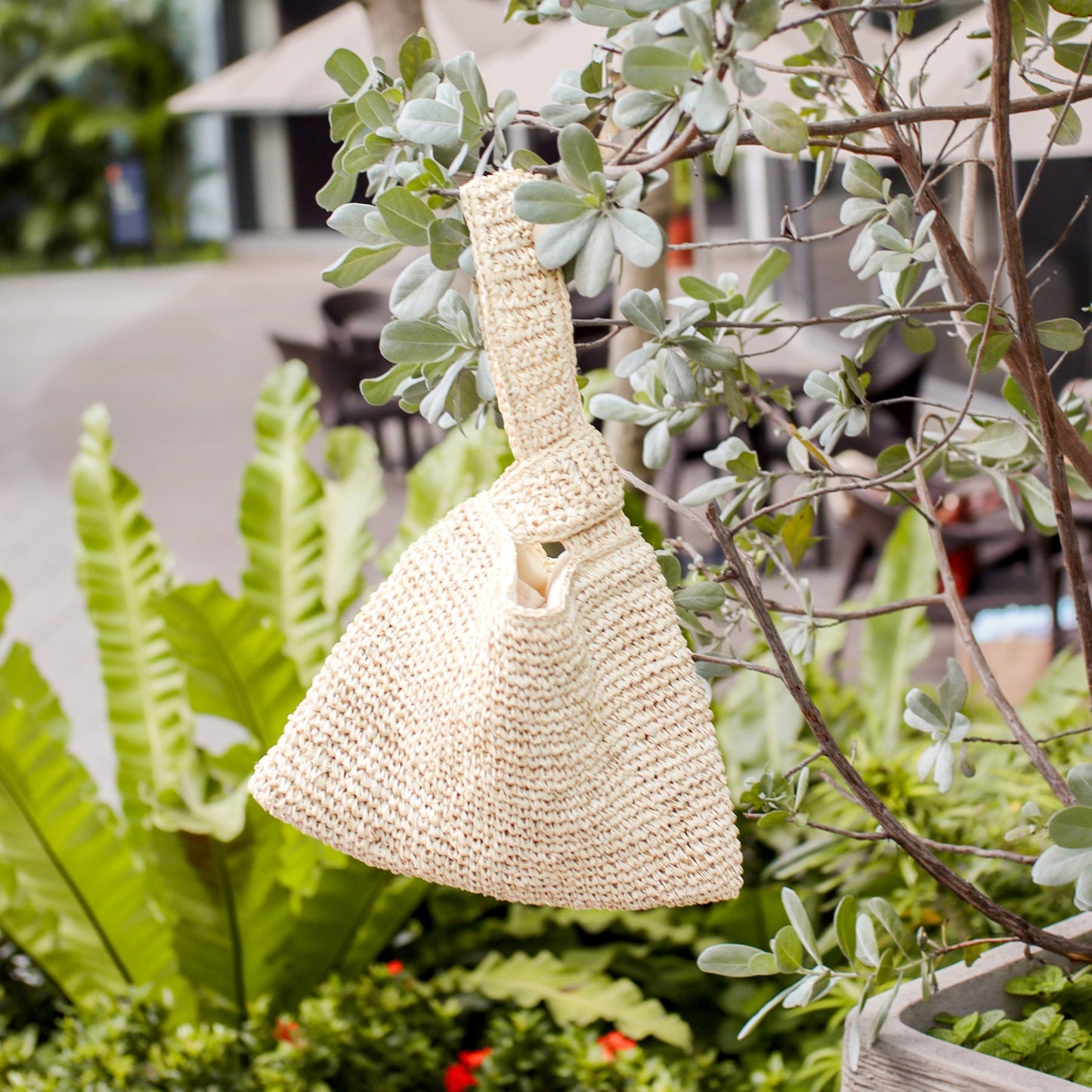 Natural Crochet Japanese Knot Bag - Wrist Bag | LIKHA