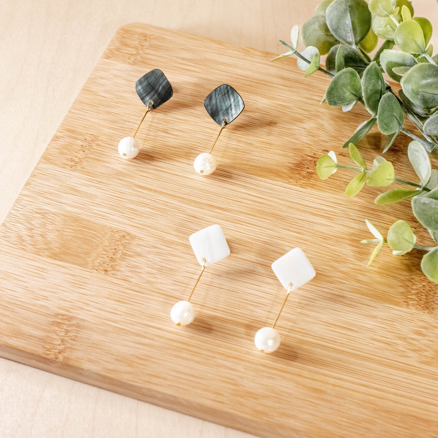White Pearl Drop Earrings - Mother of Pearl | LIKHÂ