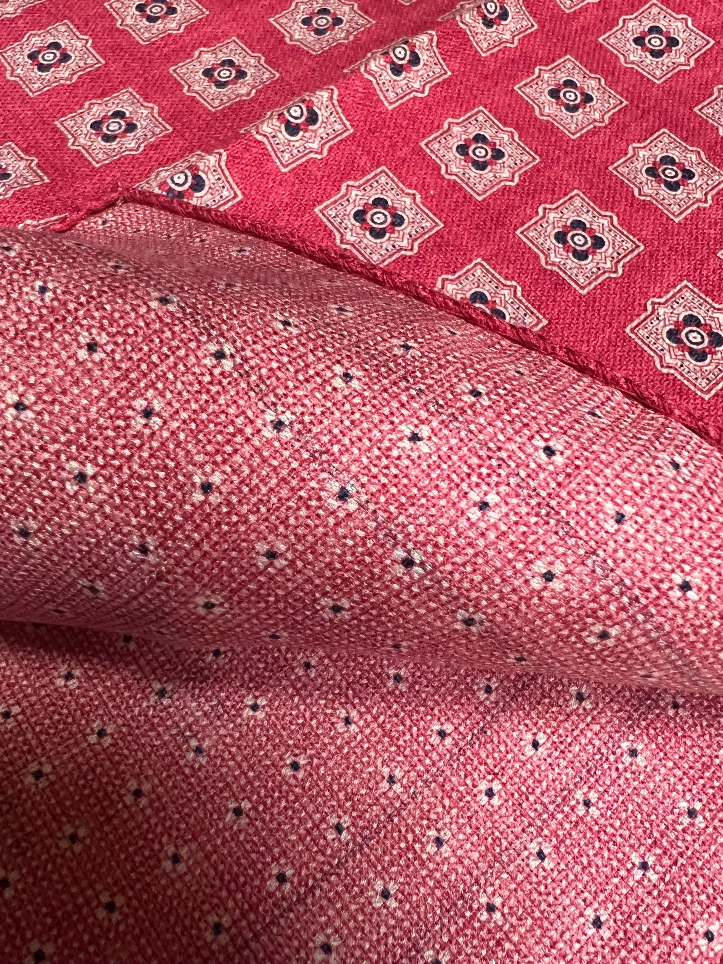 Double-Sided Italian Silk Bloom Scarf (Coral)