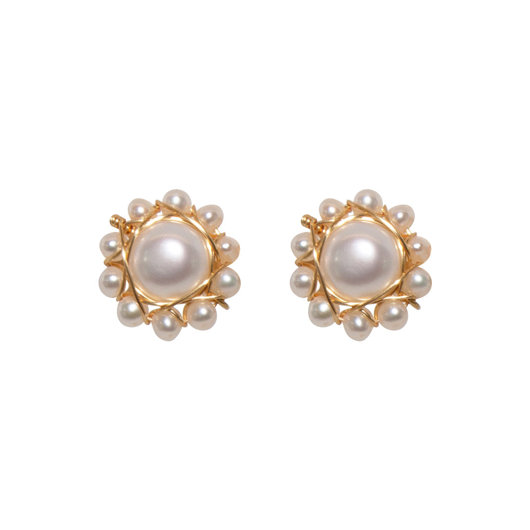 Baby Sunflower Pearl Earrings