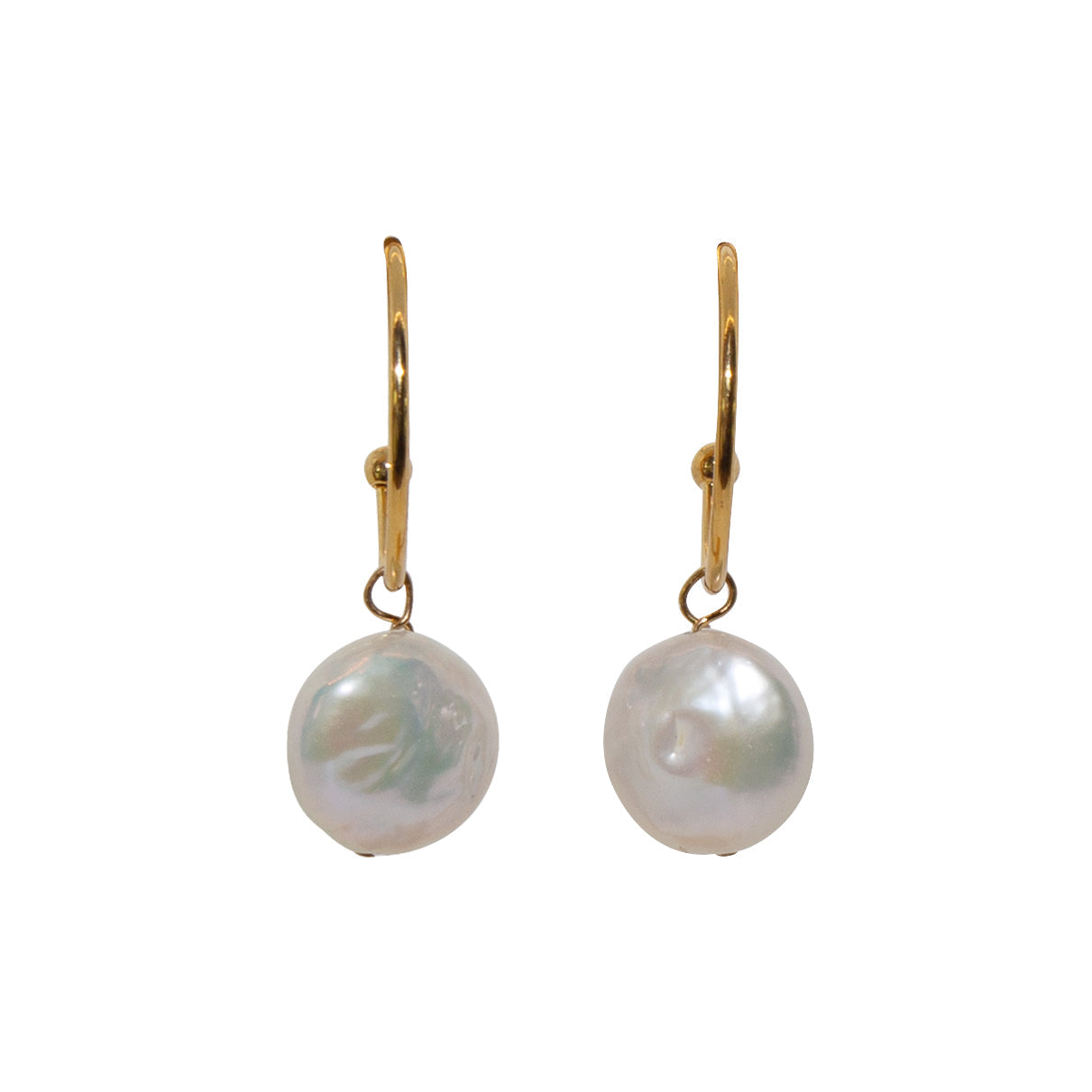 Dangling Coin Pearl Earrings