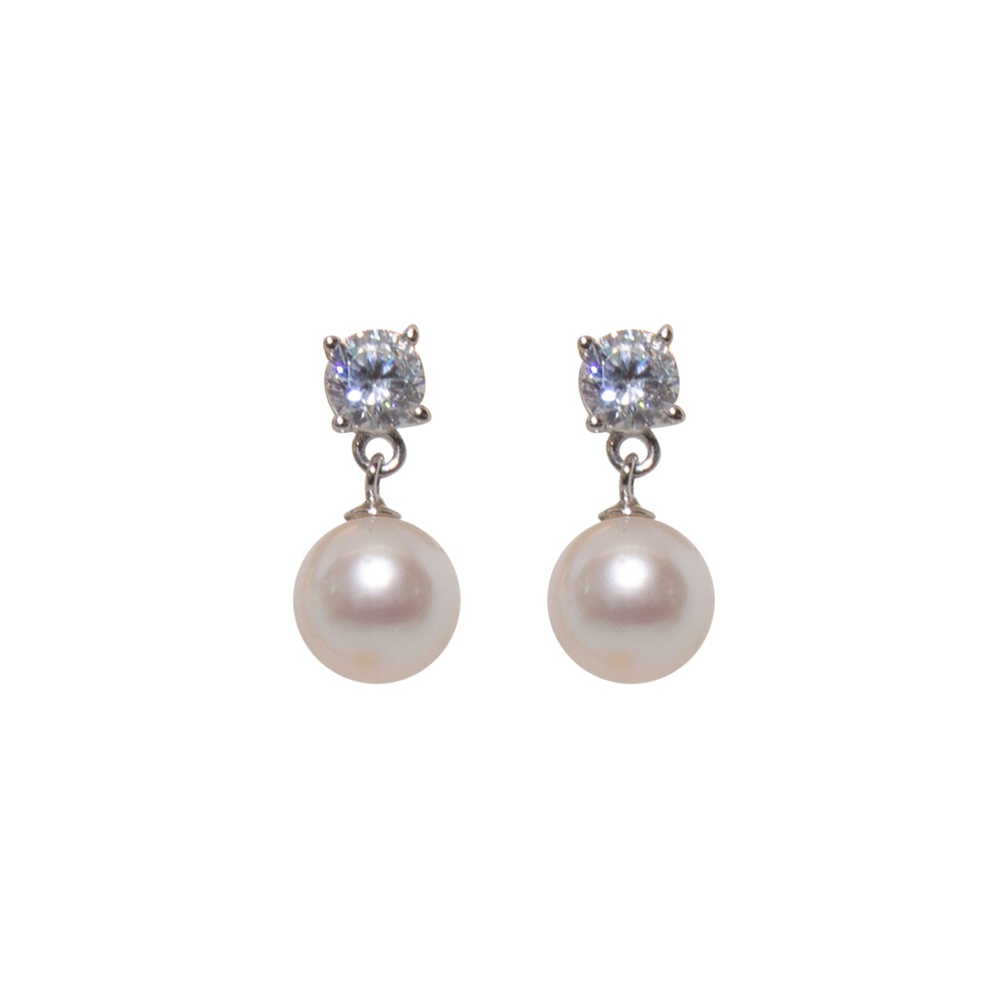 Silver Pearl Radiance Drop Studs