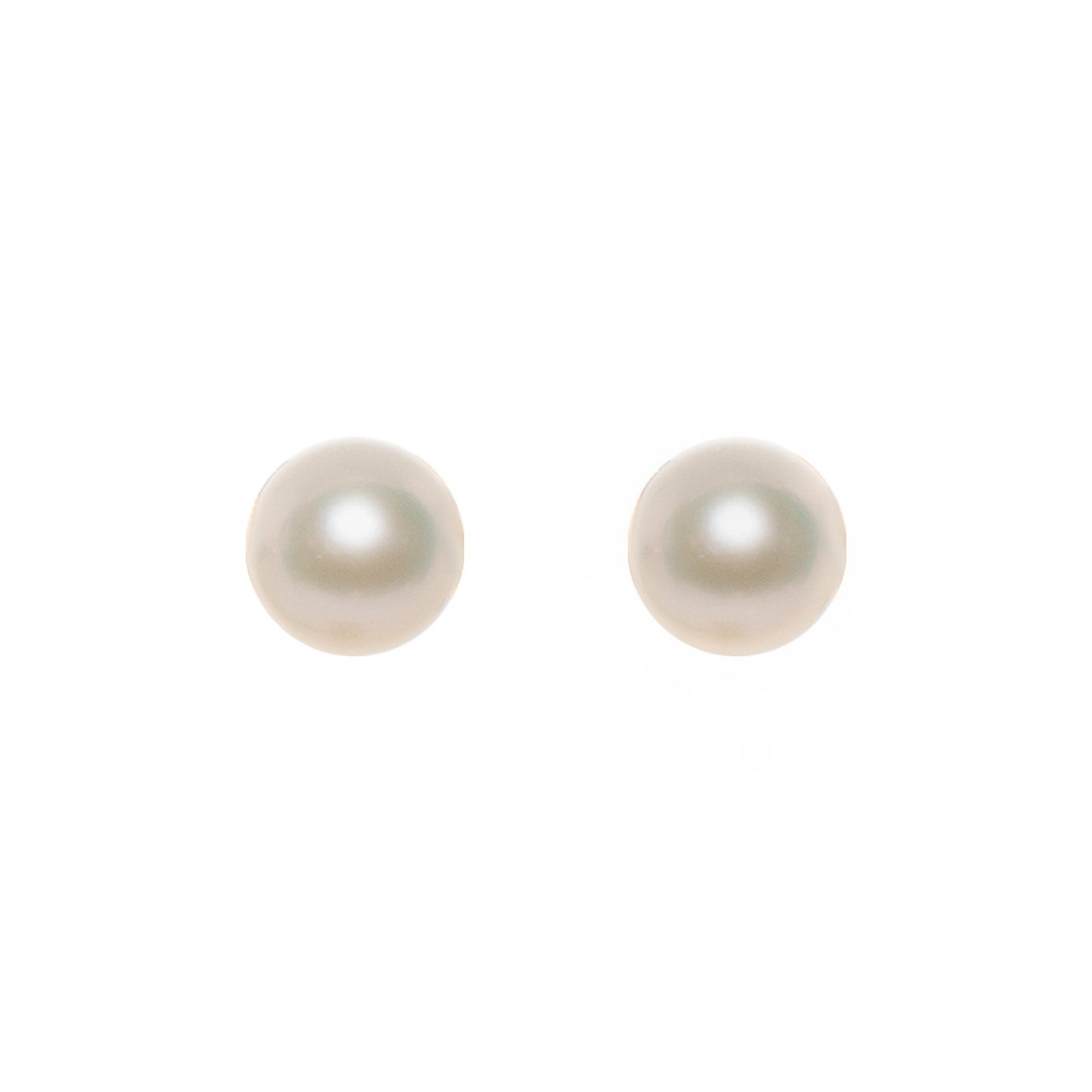 18K Gold Flat Pearl Studs - 7 mm
