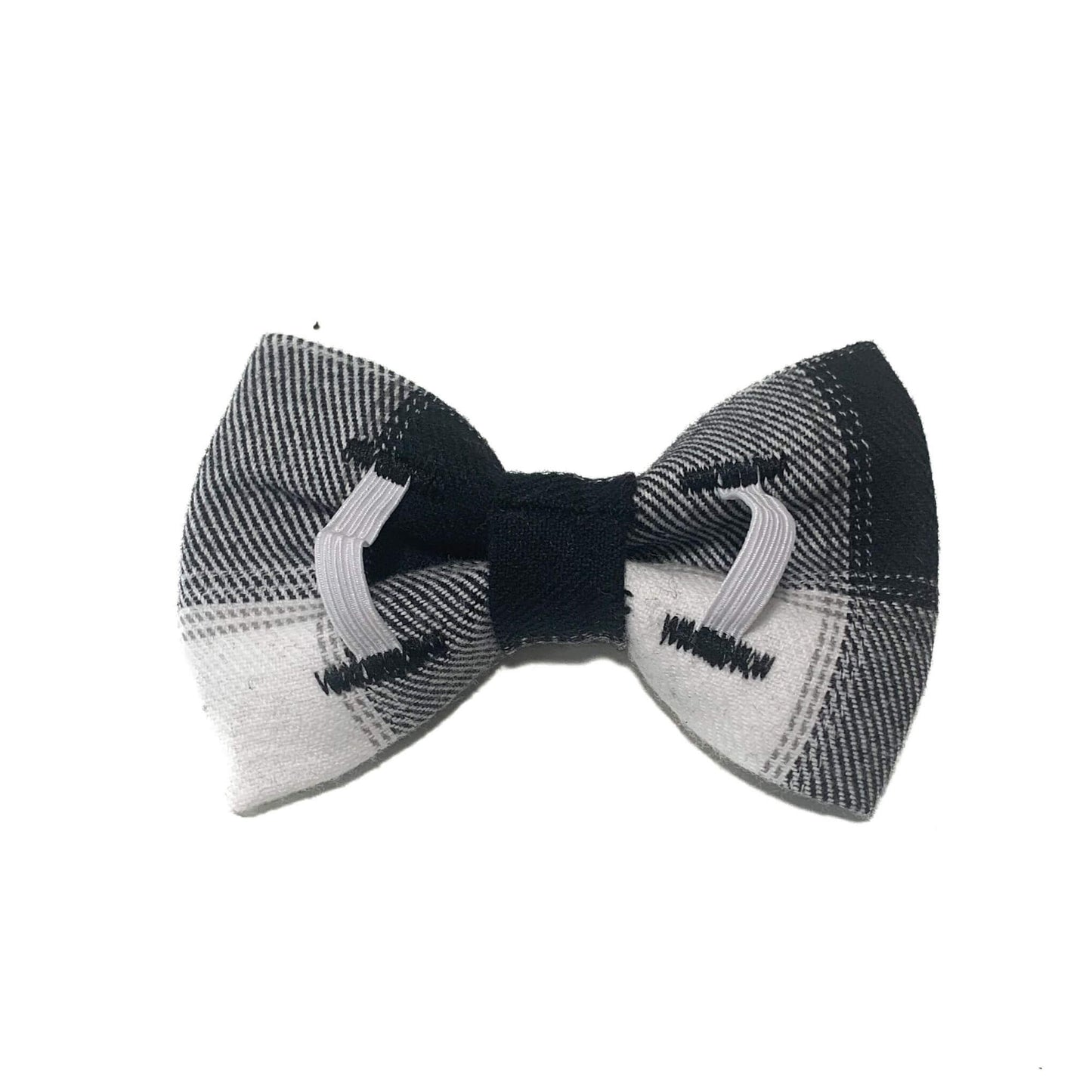 Black and White Plaid Flannel Bow Tie