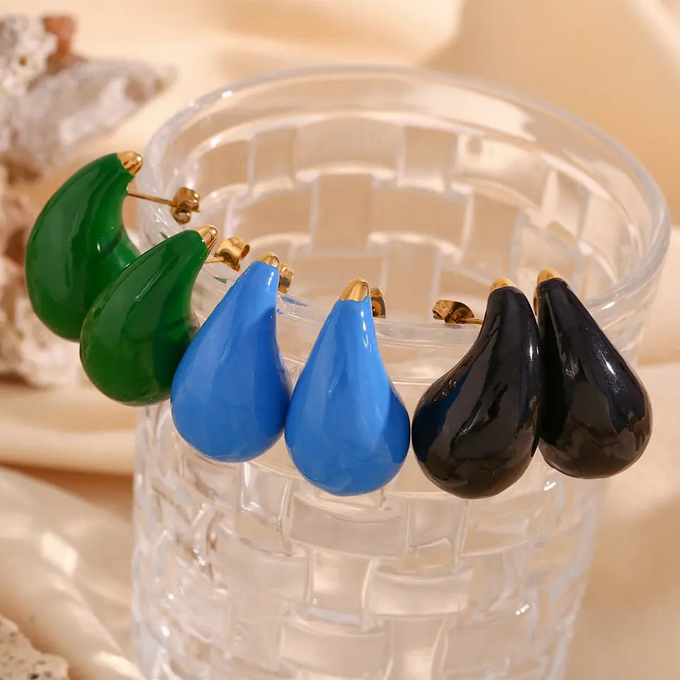 Santorini Earrings - Water Drop Stud Earrings.