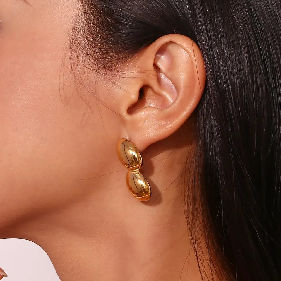 Martina Earrings - Glossy Peanut Stud Earrings