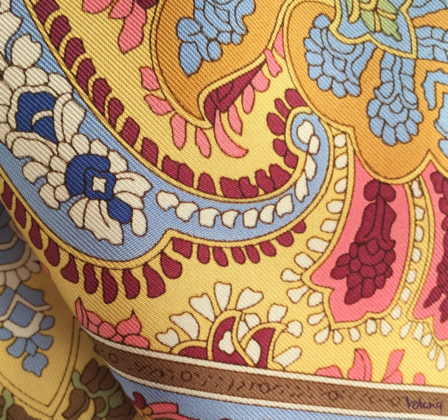 Silk Headband in Yellow with Floral Pattern