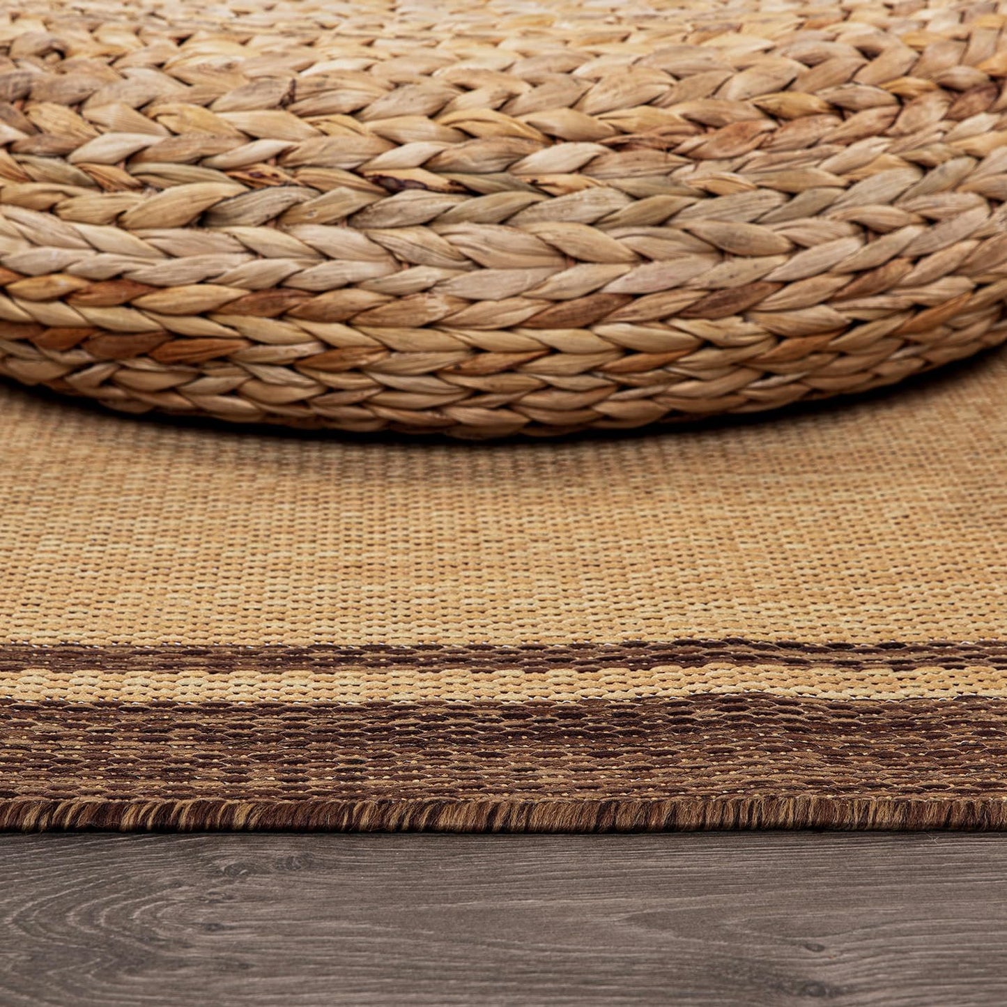 CAMILSON Summer Bordered, Washable Outdoor Indoor Area Rug, Camel, 8x10