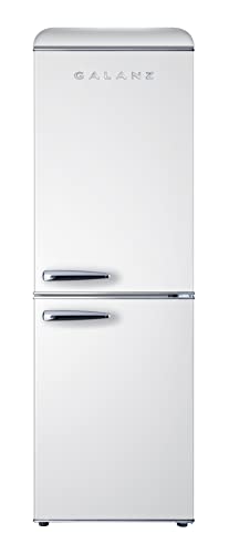 Galanz GLR74BWER12 Bottom Mount Retro Refrigerator Frost Free Dual Door Fridge Adjustable Electrical Thermostat Control, 7.4 Cu Ft, White