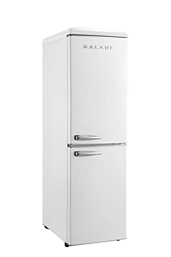 Galanz GLR74BWER12 Bottom Mount Retro Refrigerator Frost Free Dual Door Fridge Adjustable Electrical Thermostat Control, 7.4 Cu Ft, White