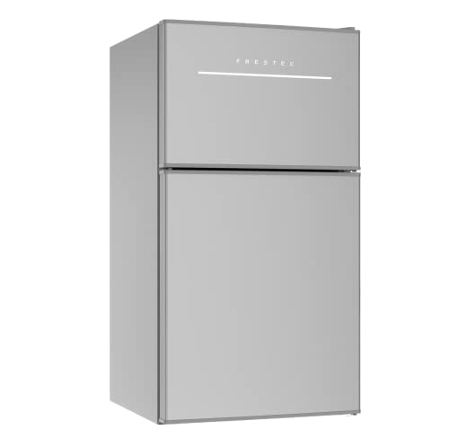 Mini Fridge with Freezer, 3.0 Cu.Ft Mini Refrigerator with 2 Doors, Compact Small Refrigerator for Dorm, Bedroom, Office, Energy Saving, 37 dB Low Noise, Silver