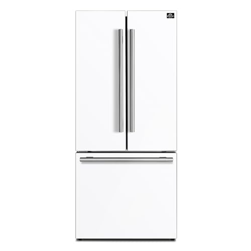 Forno 36'' Espresso Gallipoli French Door Stainless Steel Refrigerator - 17.5 Cu.ft Kitchen Fridge with LED Display and Ice Maker - Frost-free Swing Double Door Fridge with Inverter Compressor, White
