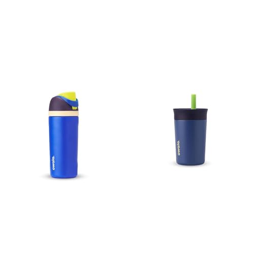 Owala Kids FreeSip 16oz Insulated Water Bottle and 12oz Insulated Tumbler Bundle with Straws, Spill Resistant Lids, BPA-Free