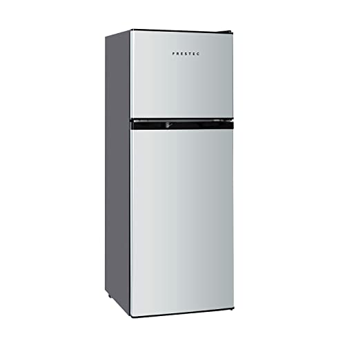 Frestec 4.7 CU' Refrigerator, Mini Fridge with Freezer, Compact Refrigerator,Small Refrigerator & TOSHIBA EM131A5C-SS Countertop Microwave Oven, 1.2 Cu Ft with 12.4" Turntable, Smart Humidity Sensor