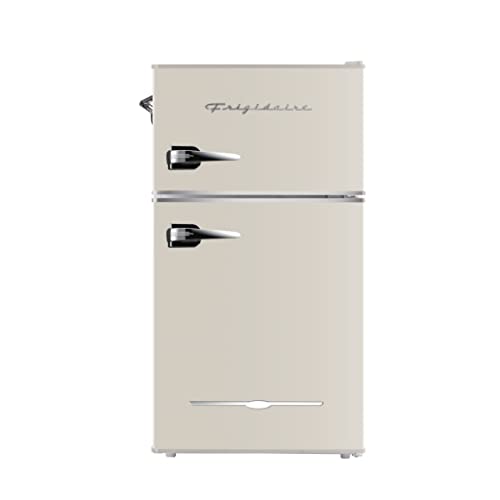 FRIGIDAIRE EFR840-Cream EFR840 Retro Mini Fridge with Freezer & Side Bottle Opener-Small 2 Door Refrigerator for Office Bar or College Dorm Room-3.1 Cu Ft, Cream