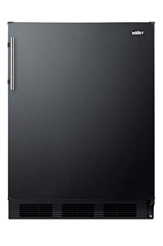 Summit Appliance FF63BK Freestanding Residential Counter Height 24" Wide All-refrigerator in Black Exterior with Auto Defrost, Deluxe Interior, Pro Style Handle and Adjustable Thermostat