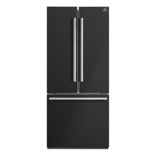 Forno 36'' Espresso Gallipoli French Door Stainless Steel Refrigerator - 17.5 Cu.ft Kitchen Fridge with LED Display and Ice Maker - Frost-free Swing Double Door Fridge with Inverter Compressor, Black