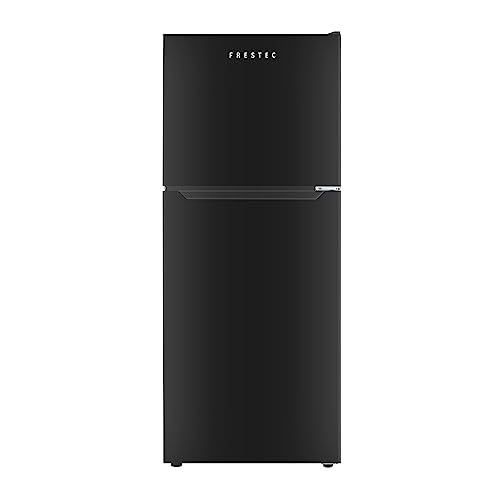 Frestec 12.1 CU' Refrigerator with Freezer, Apartment Size Refrigerator Top Freezer, 2 Door Fridge with Adjustable Thermostat Control, Freestanding, Door Swing, Black (FR 1202 BK)