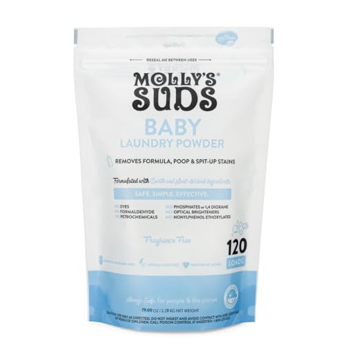 Molly's Suds Baby Laundry Detergent Powder | Removes Formula, Poop & Spit-Up Stains | Extra Gentle for Newborns (Fragrance Free)