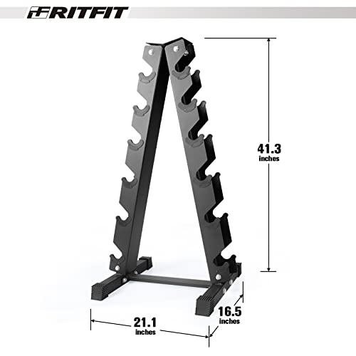 RITFIT 300/350/450/200/210 LB Rubber Hex Dumbbells Set with Optional Dumbbell Rack, Multi Weight Set to Choose, Ideal for Home Gym and Fitness